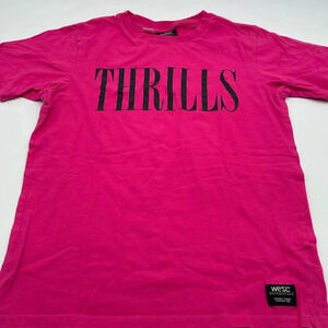 $39 Wesc Men Pink Short Sleeve Crew Neck Cotton Graphic Thrills T Shirt M